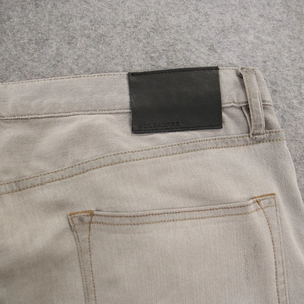 All Saints Jeans Mens 36 Gray Cigarette Slim Straight Mid Rise Button Fly Denim